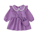 Baby Girl Clothes 18-24 Months Long Sleeve Princess Dresses Purple Ruffle Fairy Cute Dress Toddler Girls Casual Dress Fall Winter Outfit Clothes Kids