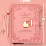 Hoci Poci Diary with Lock and Keys for Girls Gift Ideas, 360 Gold Edged Pages Journal for Women, B6 Refillable Notebook for Writing with Pen and Bookmark (Garden Pink)
