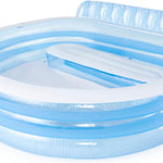 INTEX Swim Center Inflatable Family Lounge Pool: Built-In Bench – Cup Holder – 156 Gallon Capacity – 90" x 86" x 31" – Blue