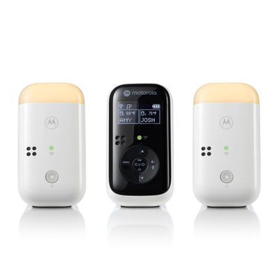 Motorola baby monitor with two remote controls on a white background