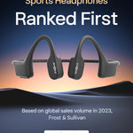 SHOKZ OpenSwim - MP3 Waterproof Headphones for Swimming - Not Bluetooth Compatible - Built-in MP3 Player with Storage for 1200 Songs - Open-Ear Wireless Headphones, with Nose Clip and Earplug (Black)
