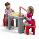 Step2 Mighty My Size Kids Table & Chair Set, Playroom Activity Table for Arts & Crafts, Made of Durable Plastic, For Toddlers 2+ Years Old, Gray & Red