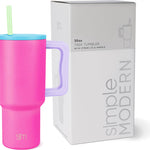 Simple Modern 40 oz Trek Tumbler with Handle and Straw Lid | Cup Holder Friendly Insulated Stainless Steel Travel Mug | Almond Birch