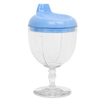 GreenChoice Baby Sippy Cup Wine Glass - Fun No Spill Plastic Goblet for Kids - Perfect Beverage Mug with Lid for Birthday Parties and Celebrations - Ideal for Milk, Juice, and More! (Blue, 1)