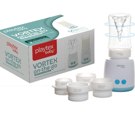 Playtex Baby Vortex on-the-go product with packaging on a white background