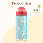 Mermaid Water Bottle for Girls - 12oz Cute Cartoon Kids Water Bottle with Straw, Stainless Steel Tumbler, Insulated, Leak-proof, BPA-free, Pop-up Straw Lid, for School, Children Birthday Gift Cup(1pc)