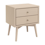Babyletto Palma 2-Drawer Assembled Nightstand in Taupe, GREENGUARD Gold Certified, Mid-Century Modern Design