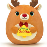 Christmas Reindeer Stuffed Animal, Cute Santa Stuffed Reindeer Plush Toys Decoration, Soft Christmas Deer stuffy Gifts for Kids Girls Baby Teens, Xmas Deer Plush Elk Pillow Home Party Decor