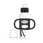 Dr. Brown's Milestones Narrow Sippy Spout Bottle with 100% Silicone Handles, Easy-Grip Handles with Soft Sippy Spout, 8oz/250mL, Black & Ecru, 2 Count (Pack of 1), 6m+