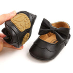 LAFEGEN Baby Girls Mary Jane Flats with Bownot Non Slip Soft Sole PU Leather Newborn Infant Toddler First Walker Cirb Dress Shoes, 6-12 Months Infant, 07 Black