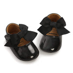 LAFEGEN Baby Girls Mary Jane Flats with Bownot Non Slip Soft Sole PU Leather Newborn Infant Toddler First Walker Cirb Dress Shoes, 6-12 Months Infant, 10 Black