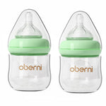 Glass Baby Bottles,Anti Colic Breastfeeding Bottle with Natural Response Nipple Size S,Wide Neck Slow Flow Baby Bottle for Baby,Newborn,Preemie 0-3 0-6 Month,BPA Free (Blue, 1 Pack, 4 Ounce)