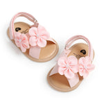 Kutterild Baby Girl Sandals Flower Bowknot Soft Sole Anti Slip Rubber Wedding Dress Flats Toddler First Walking Shoes (Pink Flower, 0_months-6_months)