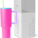 Simple Modern 40 oz Trek Tumbler with Handle and Straw Lid | Cup Holder Friendly Insulated Stainless Steel Travel Mug | Almond Birch