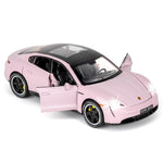 LOVEPOSELY 1:32 Car Model Compatible for Porsche Taycan Diecast Toy Car, Collectible Zinc Alloy Pull Back Vehicles Toy with Sound and Light for Adult Boys Girls 3 4 5 6 7 8 (Pink)