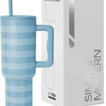 Simple Modern 40 oz Trek Tumbler with Handle and Straw Lid | Cup Holder Friendly Insulated Stainless Steel Travel Mug | Almond Birch