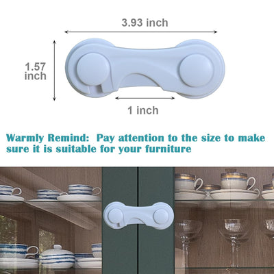Cabinet Door Locks for Baby Proofing and Child Safety, 4 Pack Childproof Cabinet Locks with Adhesive for Drawer Cupboards Fridge Closet and Pantry, Child Proof Latch for Protecting Kids (White-4PCS)