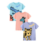 Baby Boys' Tees Shirts Short Sleeve Cotton Tiger Dinosaur Graphic Crewneck Top Clothes 3PC Sets 2T