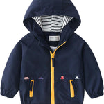 Volunboy Toddler Boys Windbreaker Casual Outerwear Kids Lightweight Zip Hooded Jacket Baby Cute Dust Coat