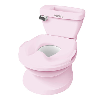Pink inflatable toilet seat with 'ingenuity' branding on a white background