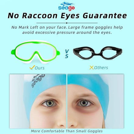 Seago Swim Goggles 2 Pack Anti-Fog Anti-UV Wide View Goggles Kids Swimming for Teens
