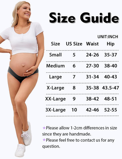 Molasus Cotton Crossover Maternity Underwear Under Bump Pregnancy Bikinis Panties Pack of 6,Black,Small