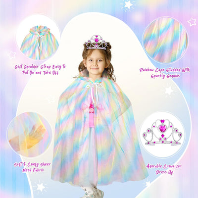 Meland Princess Dress Up - Dress Up Clothes for Girls with Toys,Christmas Birthday Gift for Toddler Girls 3,4,5,6,7,8 Years