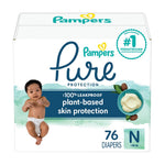Pampers Pure Protection Diapers, Size 0, 76 Count for Up to 100% Leakproof, Plant-Based Skin Protection