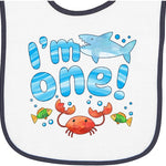 inktastic I'm 1 First Birthday Shark and Crab Baby Terry Cloth Bib