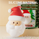Christmas Decorations Santa Silicone Night Light, LED Dimmable Bedside Lamp for Nursery, Rechargeable Touch Lamp with Timer, Squishy Cover, Cute Holiday Room Decor & Stress Relief Gift for Kids