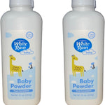 White Rain Baby Powder for Sensitive Skin Pure Cornstarch BPA Paraben and Talc Free with Vitamin E (2-10oz Bottles)