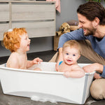 Stokke Flexi Bath Portable X-Large Baby Bathtub with Heat-Sensitive Plug, White Grey