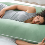 QUEEN ROSE Cooling Pregnancy Pillows, U Shaped Full Body Maternity Pillow for Pregnant Support, Green