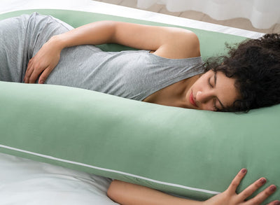QUEEN ROSE Cooling Pregnancy Pillows, U Shaped Full Body Maternity Pillow for Pregnant Support, Green