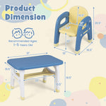 Costzon Kids Table and Chairs, Montessori Play Toddler Activity Table Set w/Storage Shelf and Building Blocks for Preschool & Kindergarten, Cute Dinosau Shape Toddler Desk Set (Easy to Clean)