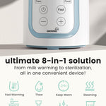 Grownsy Bottle Warmer, 8-in-1 Fast Baby Milk Warmer with Timer for Breastmilk or Formula, Accurate Temperature Control, Multifunctional Baby Bottle Warmers for All Bottles- Blue