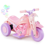 Costzon Kids Motorcycle, 6V Battery Powered Ride on Motorcycle with Bubble Maker, Music, LED Headlight, Forward & Backward, 3 Wheels Electric Motorcycle for Kids, Gift for Boys & Girls (Pink & Purple)