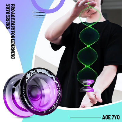 7YO AOE Yoyo Professional Responsive Yoyo for Kids, Beginner Yo-yo with Deep Finger Holes, Plastic Trick Yo Yo with Unresponsive Bearing + 10 Strings + Storage Bag