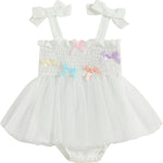 Murnouche Newborn Baby Girl Romper Dress Summer Clothes Boho Photoshoot Outfits with Headband