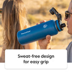 ThermoFlask Kids 16 oz Insulated Water Bottles with Straw Lid BPA-Free Stainless Steel Leakproof & Spill-Proof Design Easy Clean Wide Mouth 2-Pack for School, Sports, Playdates, Red/Blue