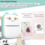 Mini Printer Portable, Inkless Sticker printer with 8 Rolls Paper, Bluetooth Wireless mini thermal printer Compatible with iOS + Android for Journal, Memo, Photo, Print Pod Gifts for Girls Kids