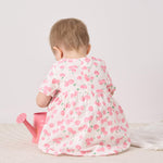 pureborn Baby Girls Woven Dress Short Sleeve Cotton Playwear Dresses Peach 0-3 Months