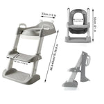 PandaEar Toilet Potty Training Seat with Step Stool Ladder, Comfortable Safe Potty Seat with Anti-Slip Pads Ladder for Kids Boys Girls Toddlers (Grey)