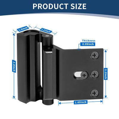 Lvyesea 3Pcs Door Reinforcement Lock, Door Locks for Kids Safety, Door Safety Locks from Inside, Withstand 800lbs Force-Enhance Home Security(Black)