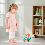 Hape Wooden Walk-A-Long Kitten Pull Toy| Roll & Rattle Push Pull Toy for Toddler| Montessori Toys for Walking Toddlers, Green