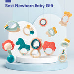 hahaland Baby Toys 0-6 Months - Baby Teething Toys for Babies 0-6 Months - Infant Baby Toys 6-12 Months - Rattles Teethers for Babies 0-3-6-12 Months - Baby Boy Girl Shower Gifts Stocking Stuffers