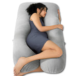 QUEEN ROSE Pregnancy Pillow, U Shaped Full Body Pillows for Sleeping Support, 55 Inch Maternity Pillow for Pregnant Women, Grey