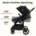 INFANS 2 in 1 Baby Stroller, Convertible Stroller with Bassinet Reversible Seat Adjustable Backrest Canopy One Hand Fold, Compact Toddler Pushchair for Kids Infants Newborns 0-36 Months (Black)