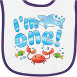 inktastic I'm 1 First Birthday Shark and Crab Baby Terry Cloth Bib