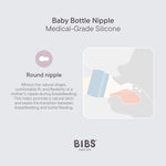BIBS Baby Bottle 270 ml Silicone Nipple 4 Pack - Anti-Colic, BPA-Free, Round Nipple, Lightweight & Easy to Clean, Suitable for Newborns 0+ Years, 4-Pack + 2 Extra Nipples - Ivory